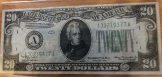United States 1934 $20 Note Fr.  2054 - A Julian/morgenthau