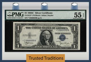 Tt Fr 1612 1935c $1 Star Note Silver Certificate Pmg 55 Epq About Uncirculated