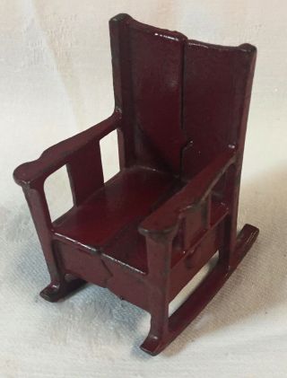 Antique / Vintage Arcade ? Cast Iron Dollhouse Furniture Rocking Chair