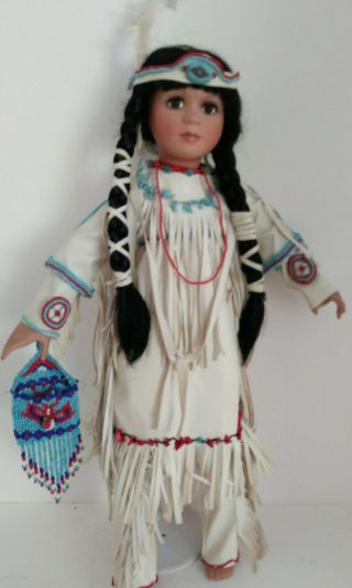 Native American Cathay Porcelain Girl Doll Northern Indian Authentic Plains
