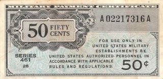 Usa / Mpc 50 Cents Nd.  1946 Series 461 Plate 26 Circulated Banknote M1