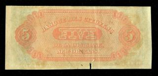 1857 CITIZENS BANK of Orleans,  Louisiana.  5 DOLLAR 1857 2
