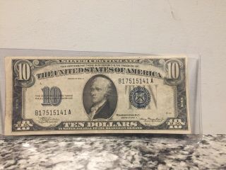 1934 A United States $10 Dollar Silver Certificate Note
