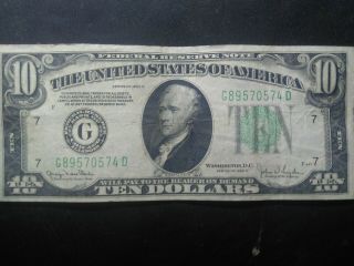 1934 D Series $10 Dollar Bill Green Seal Chicago