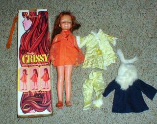 Vintage 1969 Ideal Crissy Doll W/growing Hair Outfits