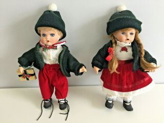 Seymour Mann Porcelain Dolls Set Of 2 Holiday Outfits Boy & Girl 11 Inch