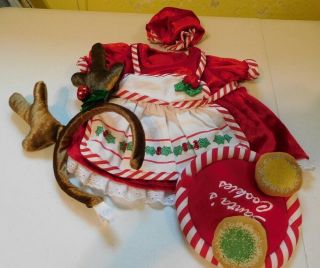 Build - A - Bear Christmas Dress Antlers Cookies And Santa Plate