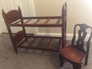 Wood Cherry Stain Doll Beds And Chair For 18 Inch Dolls