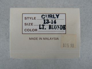 Global Doll Wig size 13 - 14 CURLY Lt.  Blonde with tag box & hairnet 3