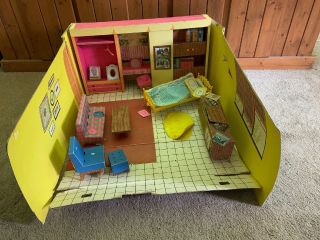 Vintage 1962 Barbie Dream House With Furniture And Accessories