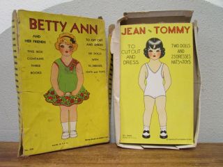 Vtg 1930s 3 Books Uncut Betty Ann And Her Friends Six Paper Dolls Dresses