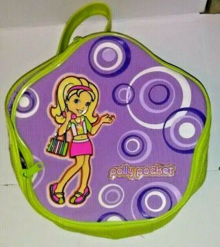 Polly Pocket Carrying Carry Case Storage Zipper Bag Purse Green Purple 2003