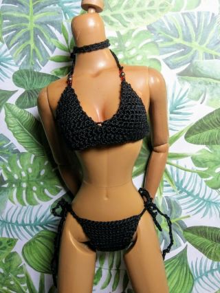 Black Bikini Set Fits 16 " Tonner Sized Tyler,  Sybarite,  Ellowyne Etc