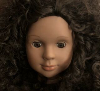 Doll Head Vinyl African American Rooted Black Hair Brown Eyes Flange Neck