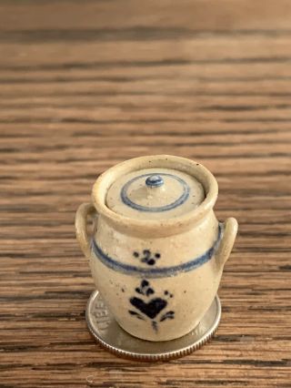 Jane Graber Miniature Artisan Pottery Lidded Jar Signed Dated 1992 Dollhouse 2