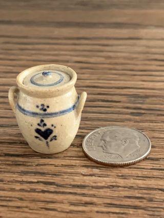 Jane Graber Miniature Artisan Pottery Lidded Jar Signed Dated 1992 Dollhouse 3