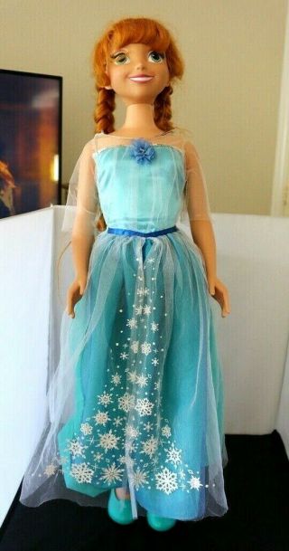 Disney Frozen Anna Doll My Size Doll 38 " In Elsa Dress And Shoes