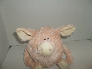Baby Boyds Pink & Ivory Round Pig Piglet Piggy Plush Rattle Chime