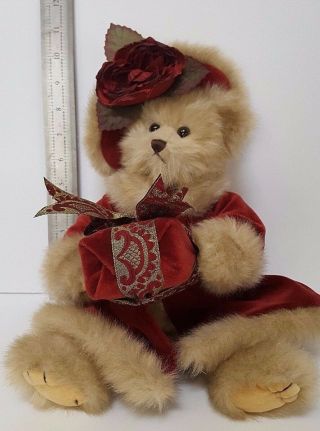 Retired Bearington Bear " Virginia " Velvet Coat And Gift & Hat W Rose 14 "