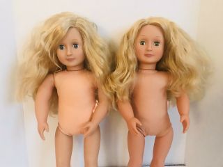18” Set Of 2 Our Generation Doll Battat Blonde Curly Hair