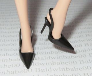 Shoes Barbie Doll Black & White Forever 60th Anv Silkstone Slingback Point Pump