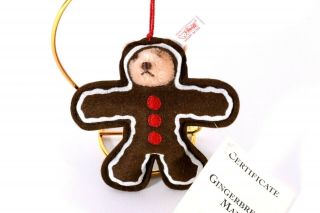 Steiff Ltd Ed Gingerbread Man Ornament 2000 Mohair / Felt Teddy Bear Ean 666056