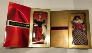 2 Avon Barbie Dolls Winter Splendor & Winter Rhapsody Box Collector