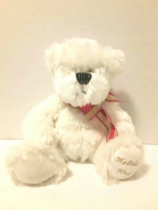 Ganz Holiday Hugs Bear White Plush Stuffed Animal Toy 10 "