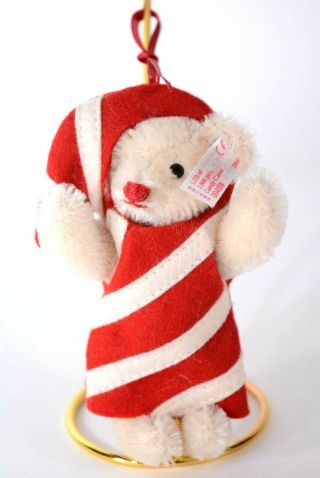 Steiff Ltd Ed Candy Cane 4 " Ornament 2004 Mohair / Felt Teddy Bear Ean 667466