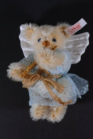 Steiff Ltd Ed Teddy Bear Angel W/ Flute Ornament Mohair Teddy Bear Ean 037733