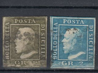 Italian States 1859 ☀ Sicily / Sicilia King Ferdinand ☀ 2v / Imperforated