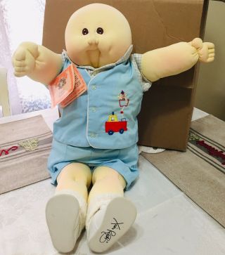 Cabbage Patch Little People Bald Boy 1984 Signed 21”
