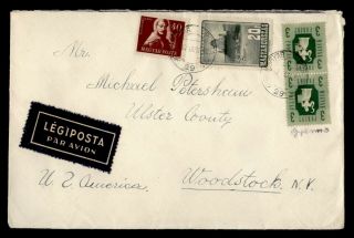 Dr Who 1954 Hungary Pair Airmail To Usa E79291