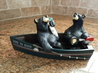 S.  S.  Good Life Bearfoots Fishing Bears Motor Boat Big Sky Carvers 50102