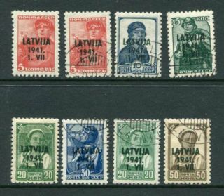 Latvia German Occupation 1941 M&u Set 8 Stamps Mi Cat Euro 110