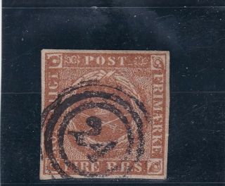 Denmark 1854 4 Rbs Thiele Iii Postmarked 24 Helsingör.  From Left Side Of Sheet