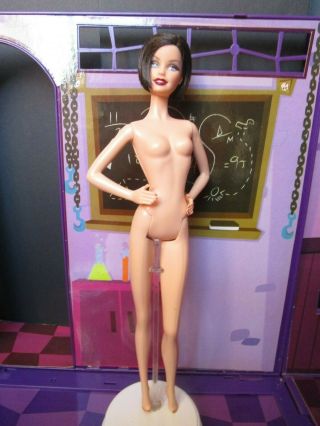 Model Muse Barbie Bob Brunette Hair Mackie Face Blue Eyes Red Lips Nude Doll