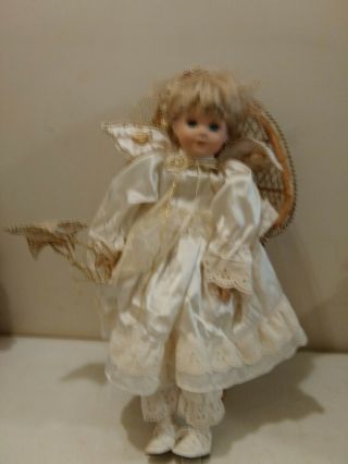 Collectible Porcelain Angel Doll Shelf Sitter 15 " Tall