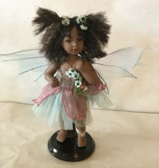 Delton Fairy Flower Fairy Doll Figurine African American 9” Porcelain Jointed Aa