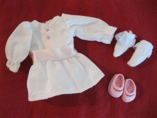 Madeline 8 " Doll Tea Party Outfit White Dress Lace Trimmed Socks Pink Mary Janes
