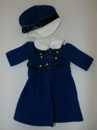 American Girl Caroline Winter Coat & Hat Set Retired Blue Velvet 18 " Classic