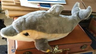 Steiff Cappy The Dolphin Plush Toy 14 " Made In Germany,  Knopf Im Ohr (fin)