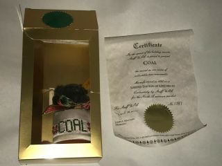 Steiff " Coal Teddy Bear Christmas Ornament " Ean 650833 Usa Exclusive 1995