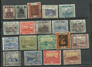 Saar 19 Different Stamps (1921) Mnh,  Vf