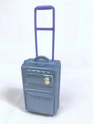 Barbie Doll Accessory Item Metallic Blue Rolling Luggage Bag Travel Bag Suitcase
