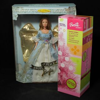 Collector Timeless Sentiments Angel Of Peace Barbie Doll & Christmas Tree 24240