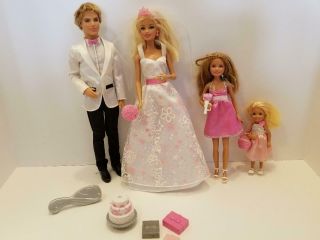 Mattel Barbie I Can Be A Bride Wedding Day Set 2012 Ken - Barbie - Chelsea - Stacie