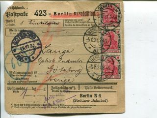 Germany Infla Parcel Card To Sweden 5.  11.  1921