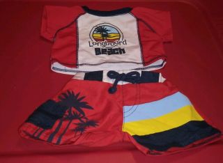 Build A Bear Swimsuit Boys Swim Trunks Swim Shirt Longboard Beach Outfit Set