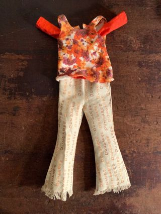 Vtg Crissy Grow Hair Doll Jean Machine Outfit Tagged Ideal Dungarees Kerry